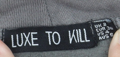 Luxe To Kill Women’s Grey Pullover Hoodie Size 8 Cotton Blend Casual
