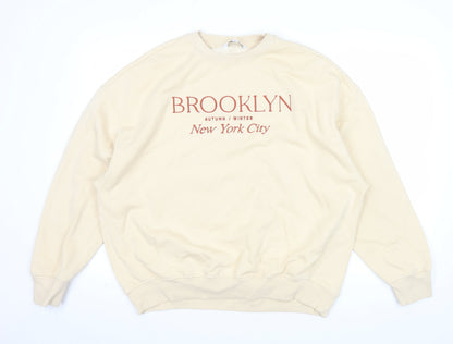 Next Men’s Beige Brooklyn Crew Neck Sweatshirt M Autumn Winter