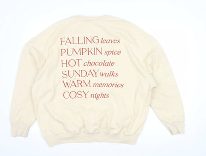 Next Men’s Beige Brooklyn Crew Neck Sweatshirt M Autumn Winter