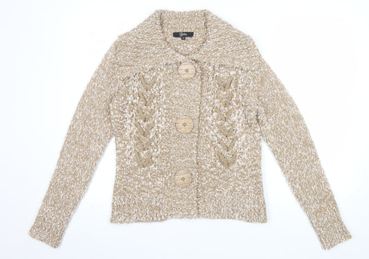 Felicia Collection Women’s Beige Chunky Knit Button Cardigan Size S
