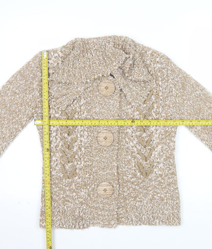 Felicia Collection Women’s Beige Chunky Knit Button Cardigan Size S
