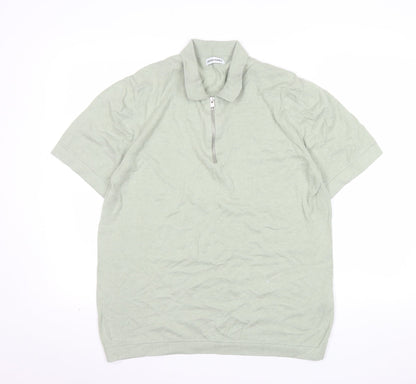 Jack & Jones Men’s Green 1/4 Zip Knit Polo Shirt Size L