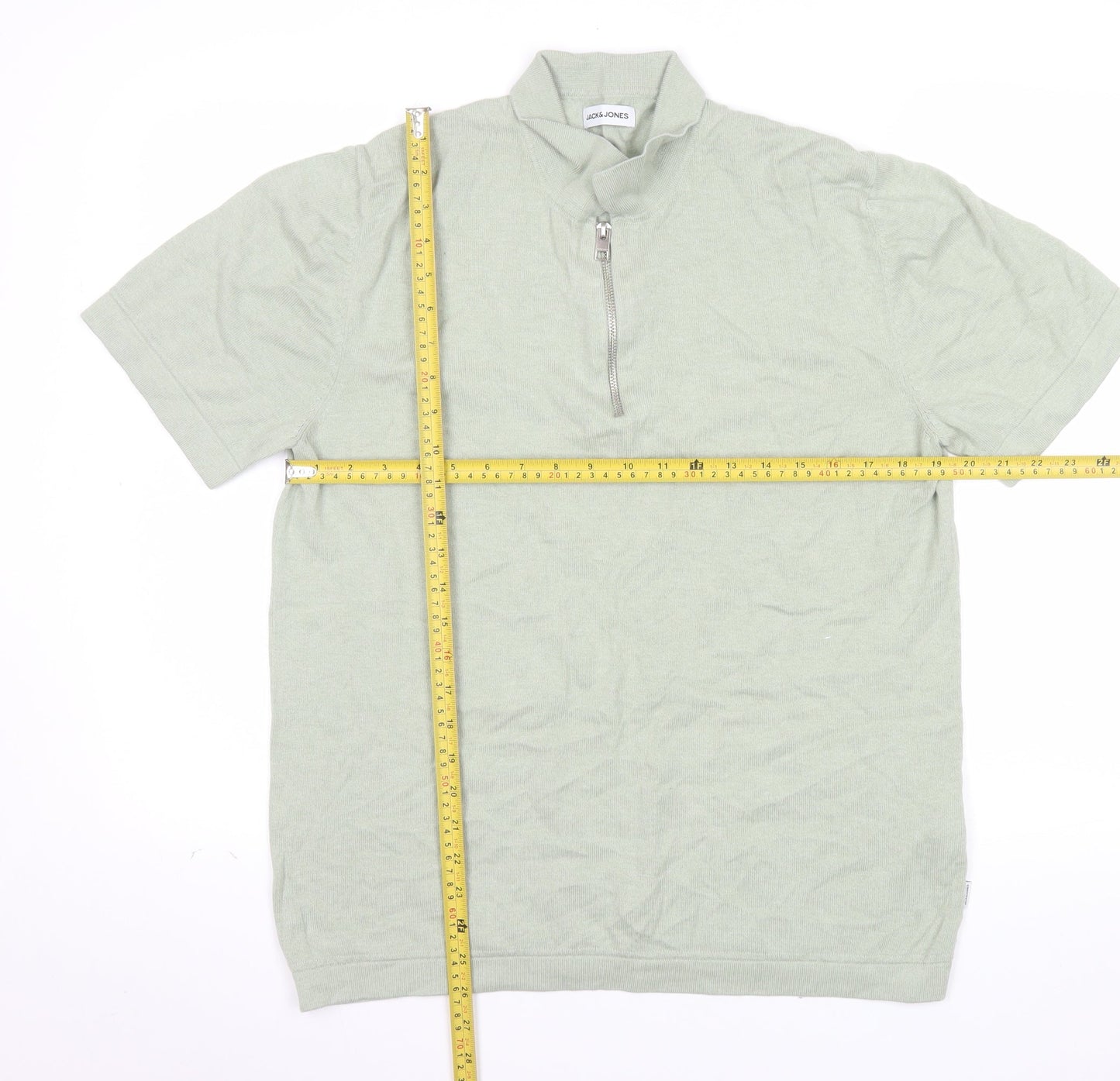 Jack & Jones Men’s Green 1/4 Zip Knit Polo Shirt Size L