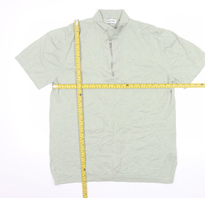 Jack & Jones Men’s Green 1/4 Zip Knit Polo Shirt Size L