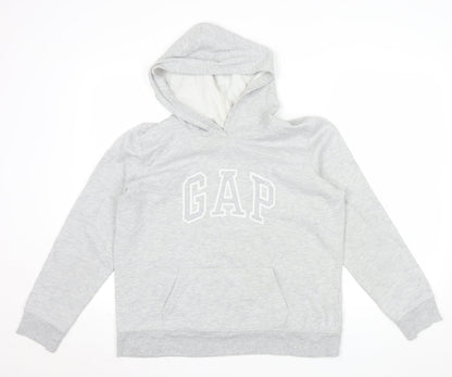 GAP Women Light Grey Pullover Hoodie L Soft Cotton Blend Casual