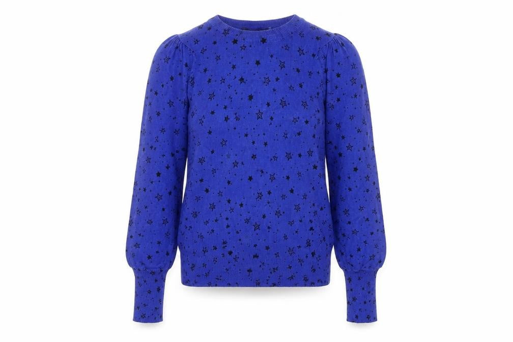 Marks and Spencer Women's Blue Star Print Pullover Jumper Size S