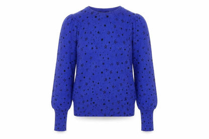 Marks and Spencer Women's Blue Star Print Pullover Jumper Size S