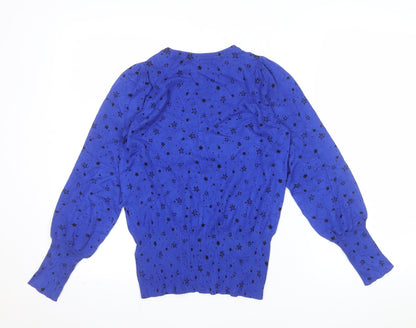 Marks and Spencer Women's Blue Star Print Pullover Jumper Size S