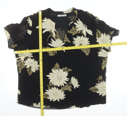 Marks and Spencer Women's Black Floral Viscose Tunic Blouse UK 20