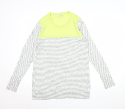 Gap Womens Grey Striped Wool Blend Crew Neck Pullover Jumper L