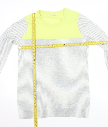 Gap Womens Grey Striped Wool Blend Crew Neck Pullover Jumper L
