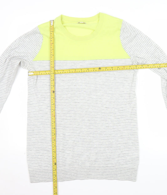 Gap Womens Grey Striped Wool Blend Crew Neck Pullover Jumper L