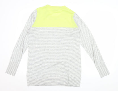 Gap Womens Grey Striped Wool Blend Crew Neck Pullover Jumper L