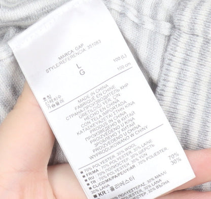 Gap Womens Grey Striped Wool Blend Crew Neck Pullover Jumper L