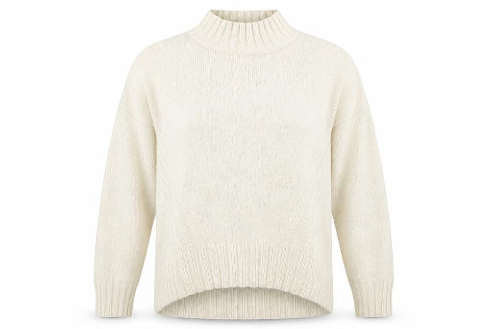 Next Women Beige Wool Blend Mock Neck Jumper Size L