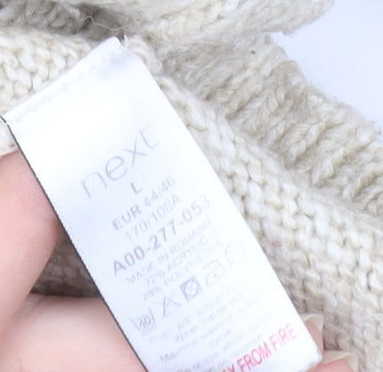 Next Women Beige Wool Blend Mock Neck Jumper Size L
