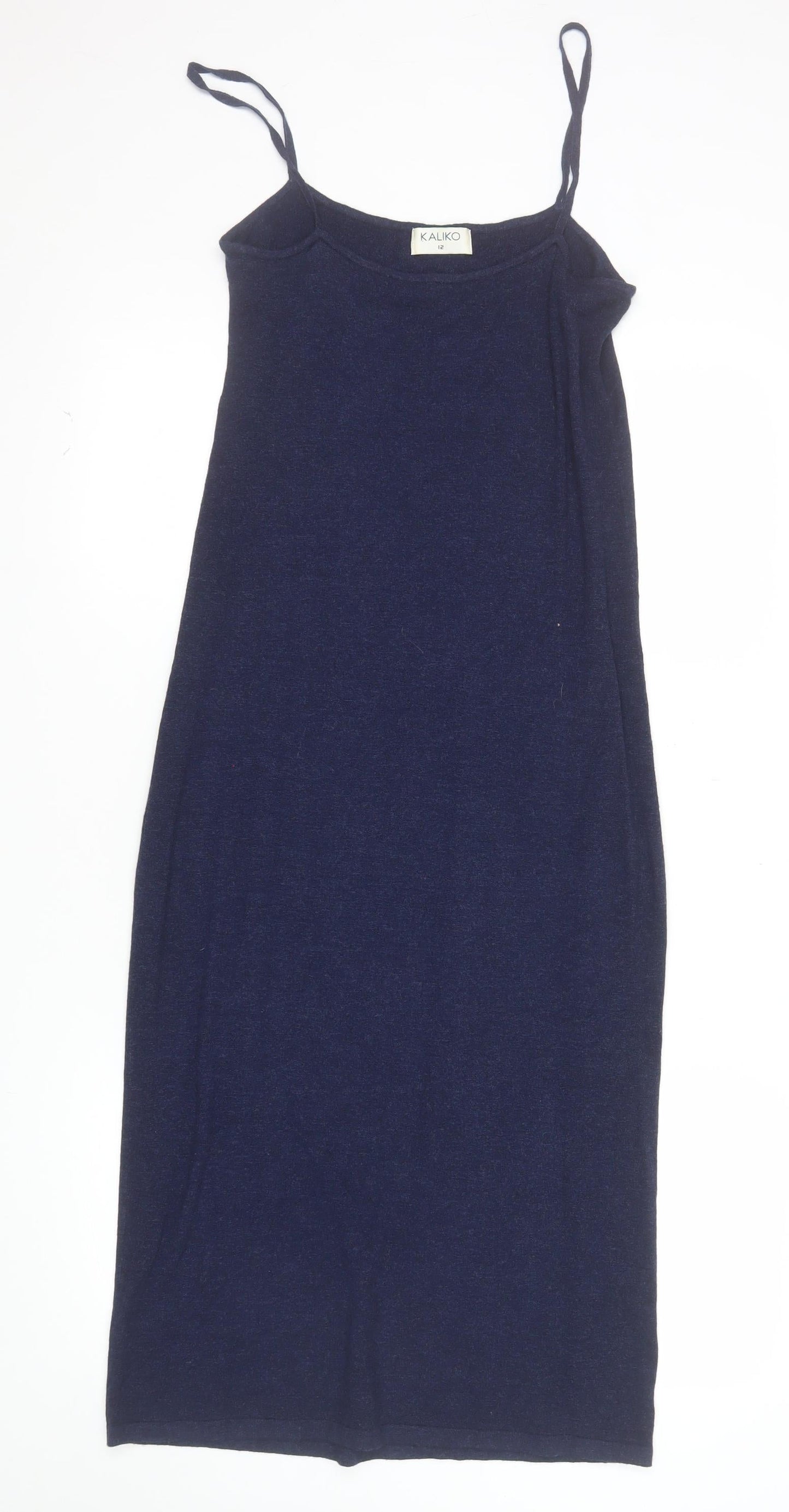 Kaliko Women’s Blue Viscose Slip Dress Size 12 Sleeveless Stretch Knit