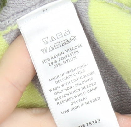 Tahari Women’s Grey Striped Mock Neck Long Sleeve Pullover Jumper L