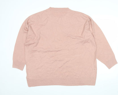 Next Womens Pink XL Acrylic Crew Neck Sequin Pullover Jumper