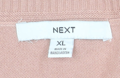 Next Womens Pink XL Acrylic Crew Neck Sequin Pullover Jumper
