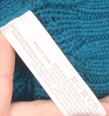 FatFace Women's Blue Cotton Wool Cable Knit Jumper Size 10