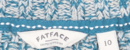 FatFace Women's Blue Cotton Wool Cable Knit Jumper Size 10
