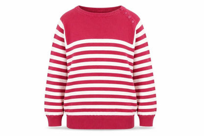 Ben Sherman Women's Red Striped Cotton Knit Jumper Size M