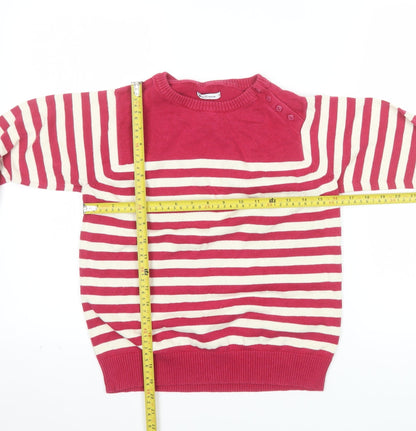 Ben Sherman Women's Red Striped Cotton Knit Jumper Size M