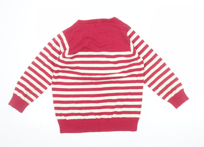Ben Sherman Women's Red Striped Cotton Knit Jumper Size M