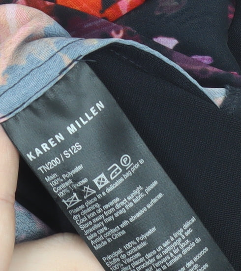 Karen Millen Women’s Multicoloured Floral Wrap Blouse Size 10