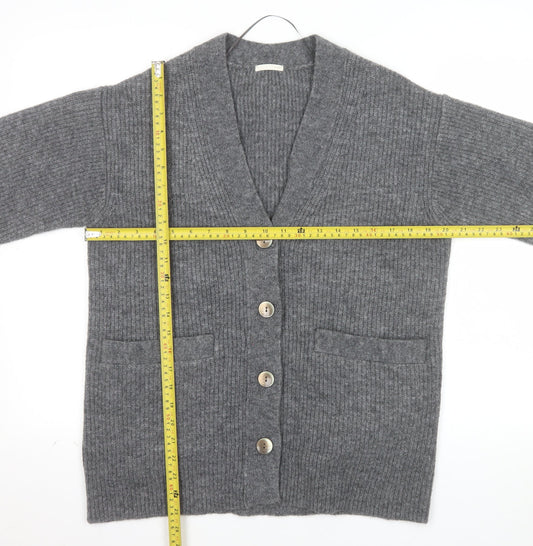 GU Womens Grey Chunky Knit V-Neck Cardigan XS