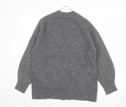 GU Womens Grey Chunky Knit V-Neck Cardigan XS