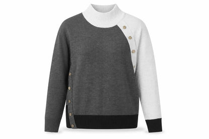 Next Women’s Grey Roll Neck Button Accent Long Sleeve Jumper Size S