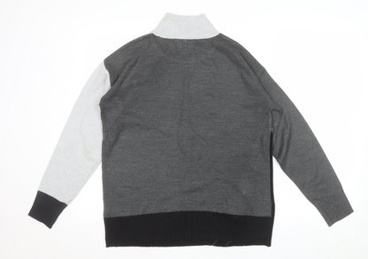 Next Women’s Grey Roll Neck Button Accent Long Sleeve Jumper Size S