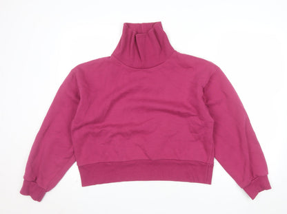 Hype Womens Magenta Long Sleeve Roll Neck Pullover Sweatshirt Size 14