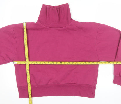 Hype Womens Magenta Long Sleeve Roll Neck Pullover Sweatshirt Size 14