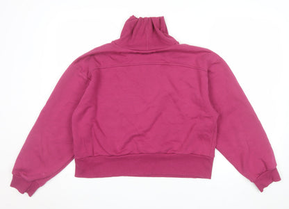 Hype Womens Magenta Long Sleeve Roll Neck Pullover Sweatshirt Size 14