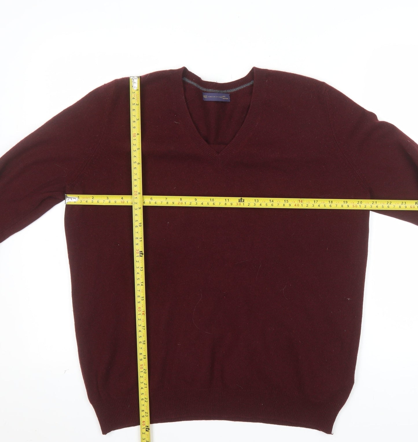 Marks and Spencer Women's Brown Cashmere V-Neck Jumper Size 16