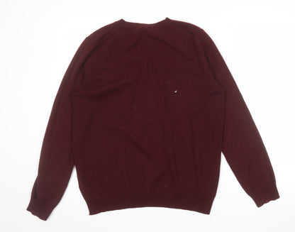 Marks and Spencer Women's Brown Cashmere V-Neck Jumper Size 16