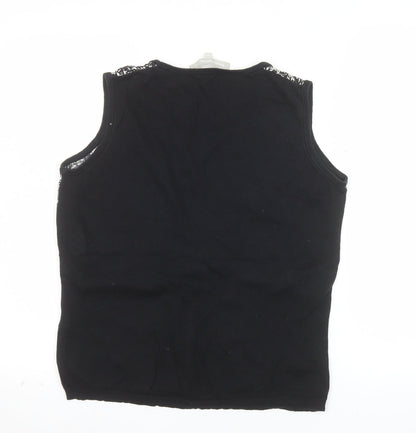 Fenn Wright Manson Women's Black Silk Cotton Sleeveless Tank Top Size 14
