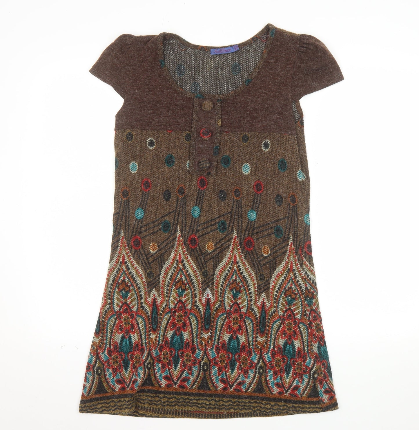 Joe Browns Women Brown Size 12 Shift Dress with Floral Print