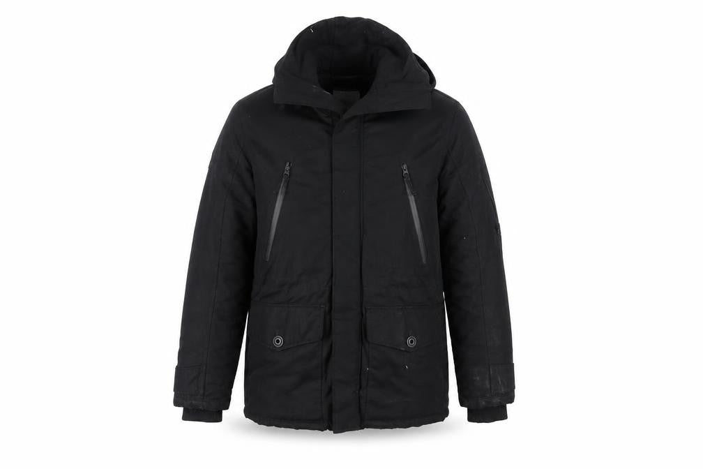 Next Men’s Black Hooded Parka Jacket Medium Water Resistant Cotton Blend