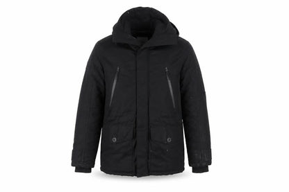 Next Men’s Black Hooded Parka Jacket Medium Water Resistant Cotton Blend