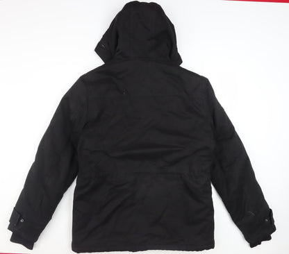Next Men’s Black Hooded Parka Jacket Medium Water Resistant Cotton Blend