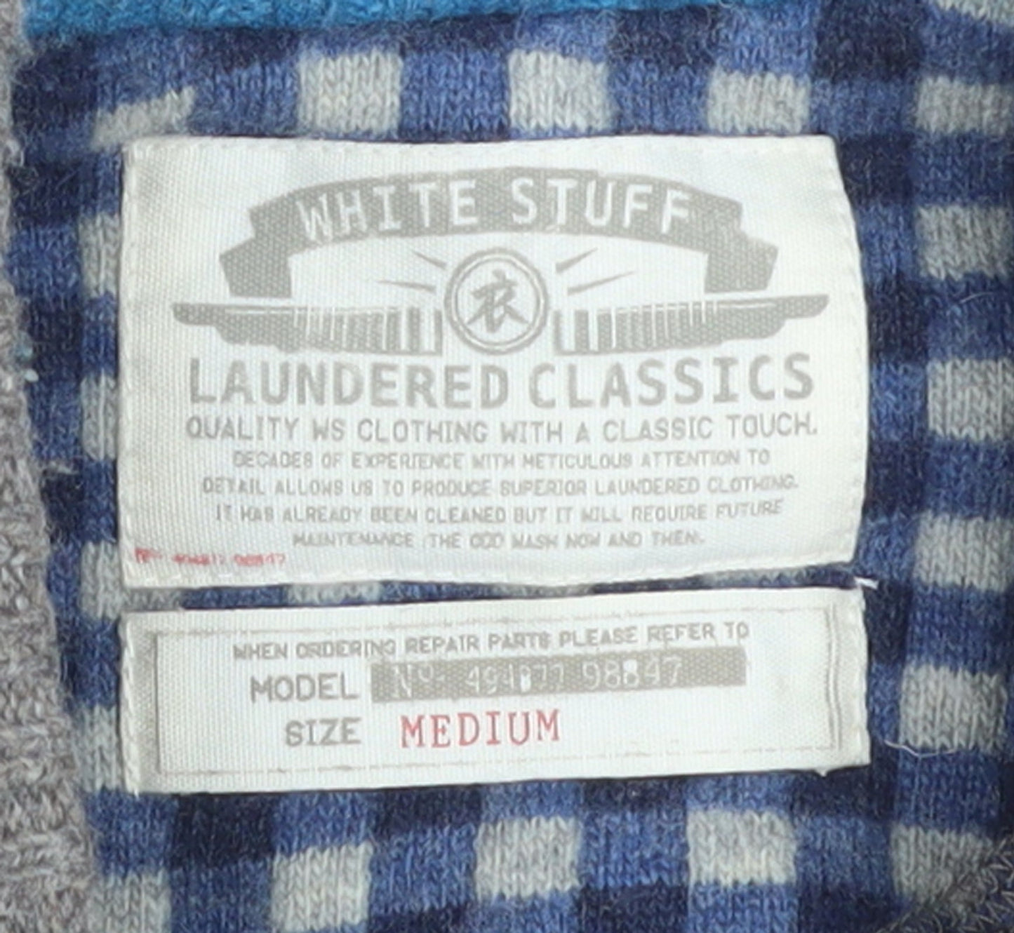 White Stuff Mens Grey Lambswool Henley Jumper Medium Classic Fit