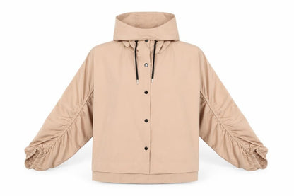 Boohoo Women's Beige Hooded Short Parka Jacket Size M