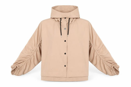 Boohoo Women's Beige Hooded Short Parka Jacket Size M