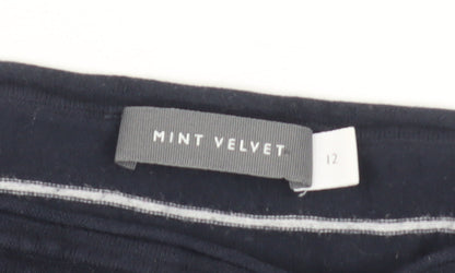 Mint Velvet Women’s Blue Striped Boat Neck Jumper Size 12