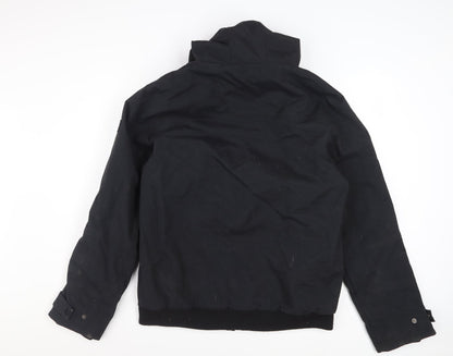 Firetrap Mens Black L Hooded Bomber Jacket Nylon Lined Winter
