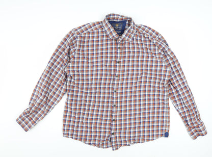 Brook Taverner Men's Multicoloured XL Checked Cotton Button-Up Shirt